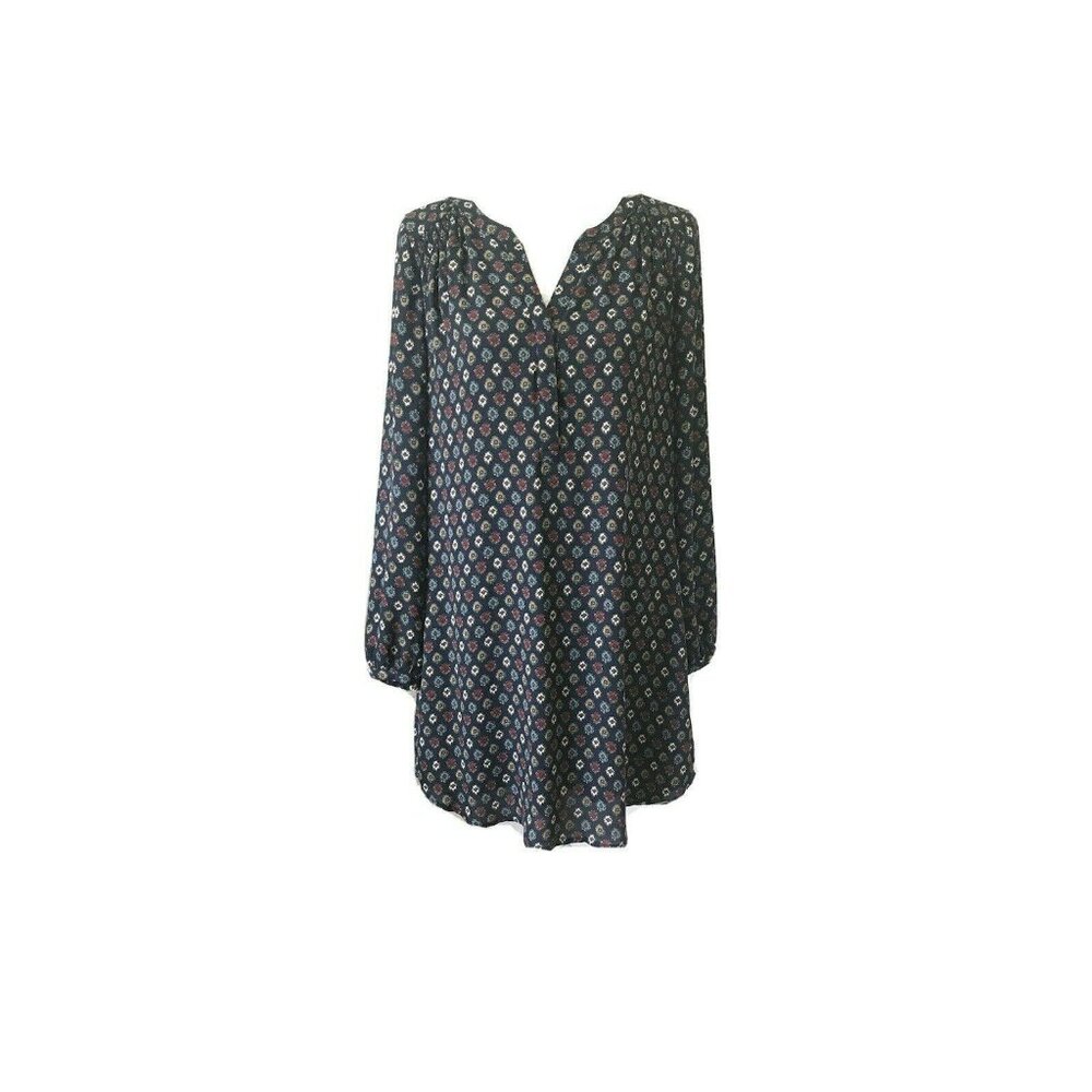 Daniel Rainn Shift Dress Medium Blue Long Sleeve Fully Lined Diamond  Print Med